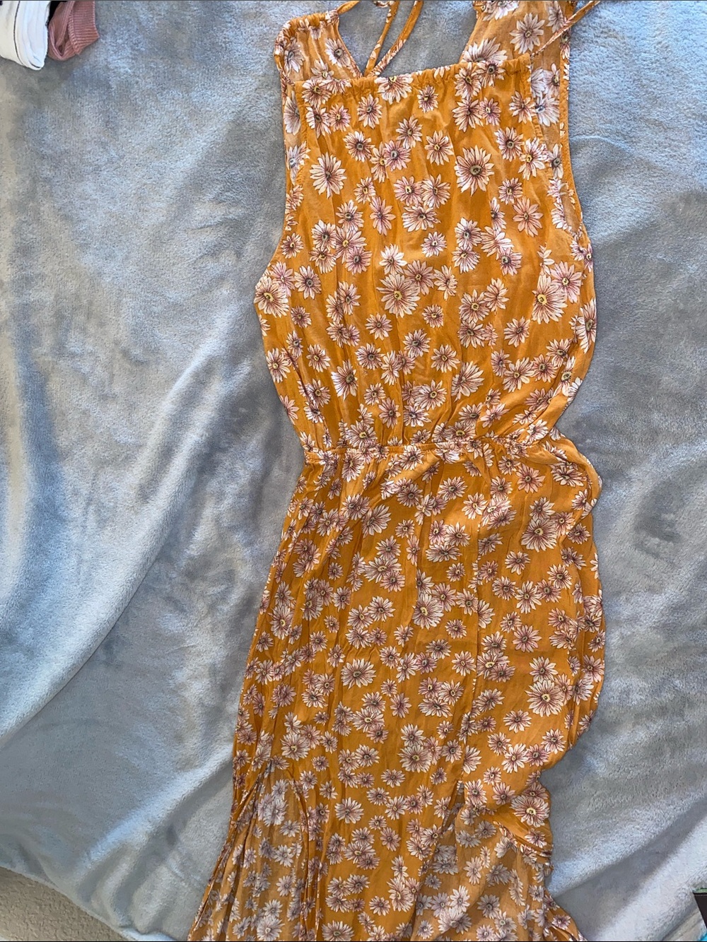 Forever 21 Mustard Floral Halter Maxi Dress